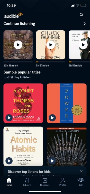 Audible lydbog app